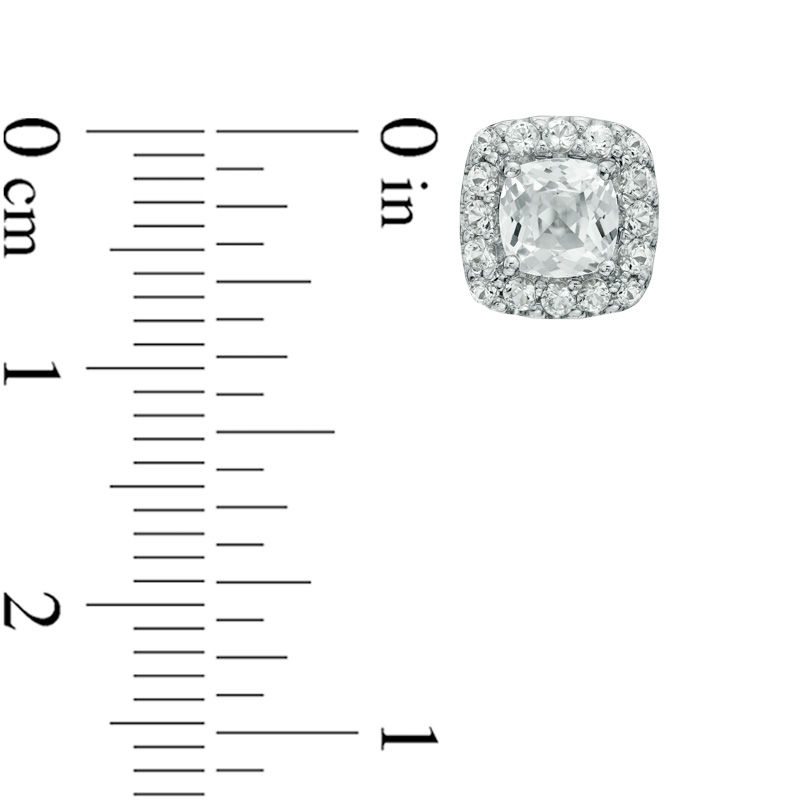 Main Image 2 of 5.0mm Cushion-Cut Lab-Created White Sapphire Frame Stud Earrings in Sterling Silver