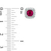 Thumbnail Image 2 of 5.0mm Cushion-Cut Lab-Created Ruby and White Sapphire Frame Stud Earrings in Sterling Silver