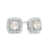 Thumbnail Image 0 of 4.5 - 5.0mm Cultured Freshwater Pearl and Lab-Created White Sapphire Frame Stud Earrings in Sterling Silver