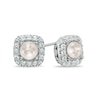 Thumbnail Image 1 of 4.5-5.0mm Freshwater Cultured Pearl and Lab-Created White Sapphire Frame Stud Earrings in Sterling Silver
