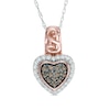 Thumbnail Image 1 of 1/5 CT. T.W. Champagne and White Diamond Cluster Heart Pendant in 10K Rose Gold
