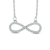Thumbnail Image 1 of 1/10 CT. T.W. Diamond Sideways Infinity Necklace in Sterling Silver