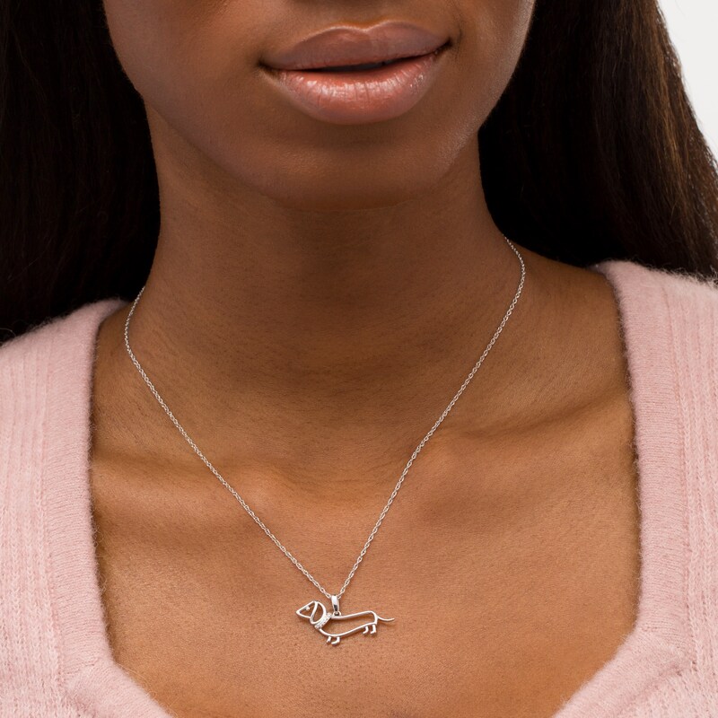 Main Image 2 of Diamond Accent Dachshund Pendant in Sterling Silver