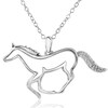 Thumbnail Image 1 of 1/20 CT. T.W. Diamond Galloping Horse Pendant in Sterling Silver