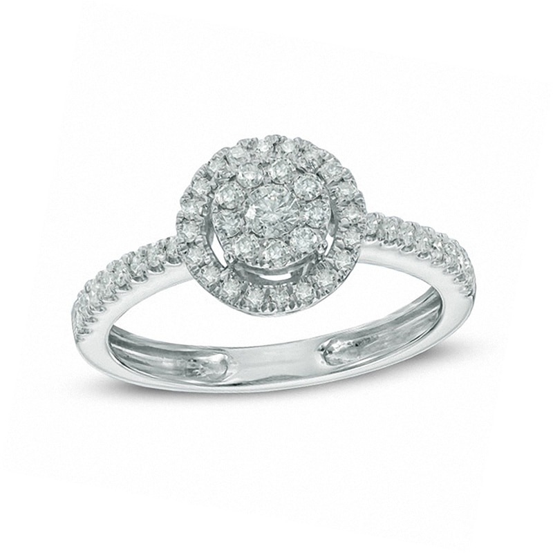 Main Image 1 of 1/2 CT. T.W. Diamond Double Frame Ring in 10K White Gold