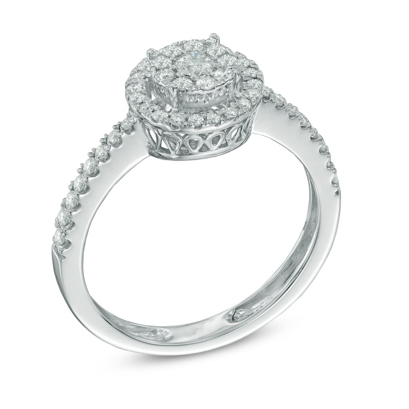 1/2 CT. T.W. Diamond Double Frame Ring in 10K White Gold