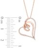 Thumbnail Image 2 of 1/6 CT. T.W. Diamond Looping Tilted Heart Pendant in 10K Rose Gold