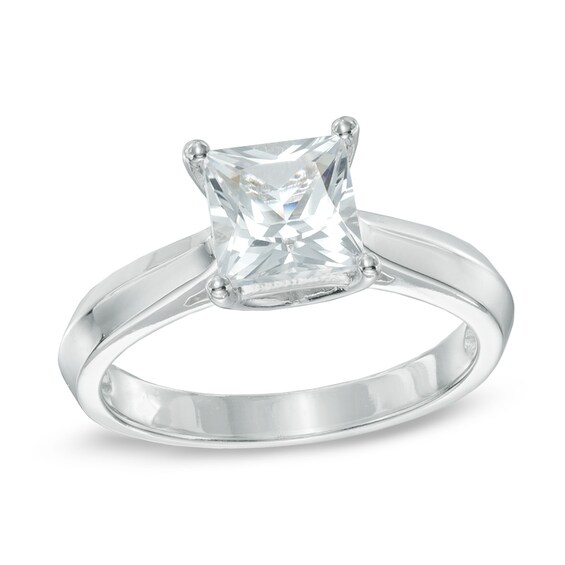 6.5.0mm Princess-Cut White Sapphire Ring in Sterling Silver