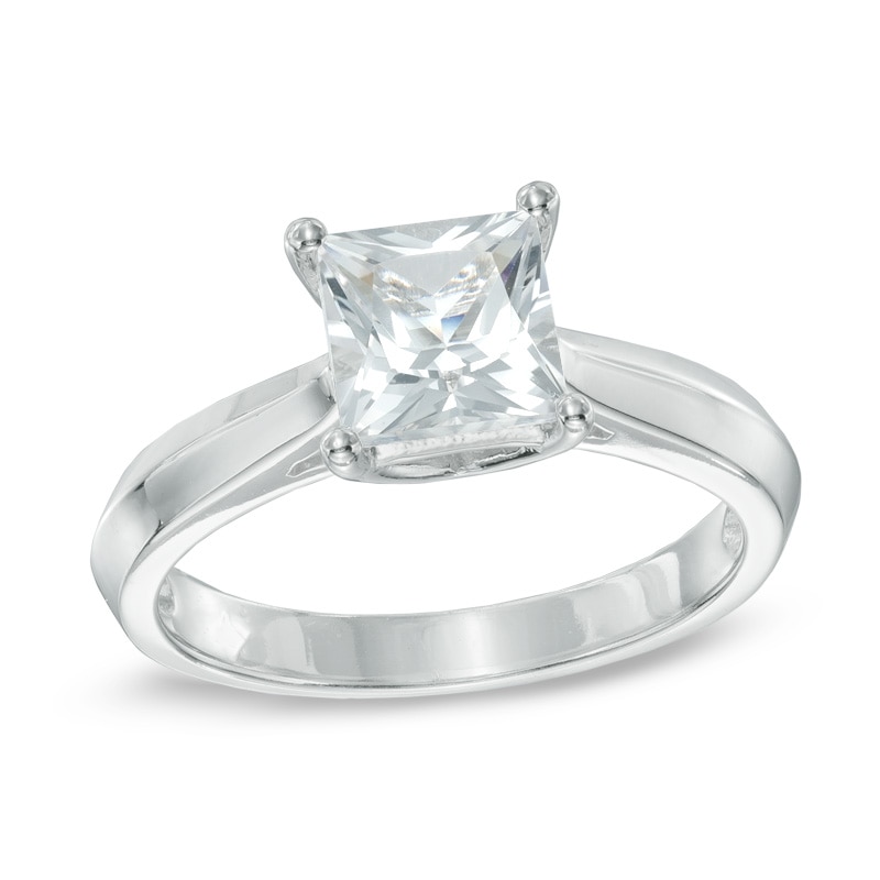 Main Image 1 of 6.5.0mm Princess-Cut White Sapphire Ring in Sterling Silver
