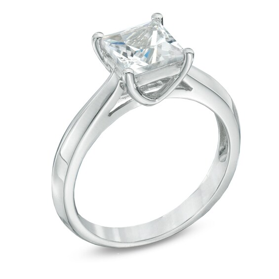 6.5.0mm Princess-Cut White Sapphire Ring in Sterling Silver