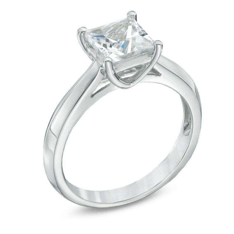 Main Image 2 of 6.5.0mm Princess-Cut White Sapphire Ring in Sterling Silver