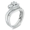 Thumbnail Image 2 of 1 CT. T.W. Diamond Three Stone Swirl Bridal Set in 14K White Gold