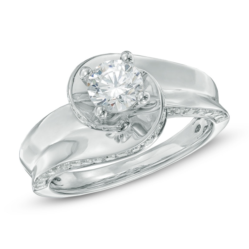 1 CT. T.W. Diamond Swirl Engagement Ring in 14K White Gold
