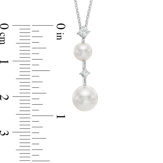Blue LagoonÂ® by Mikimoto 5.0-7.0mm Akoya Cultured Pearl and Diamond Accent Stick Drop Pendant in 14K White Gold