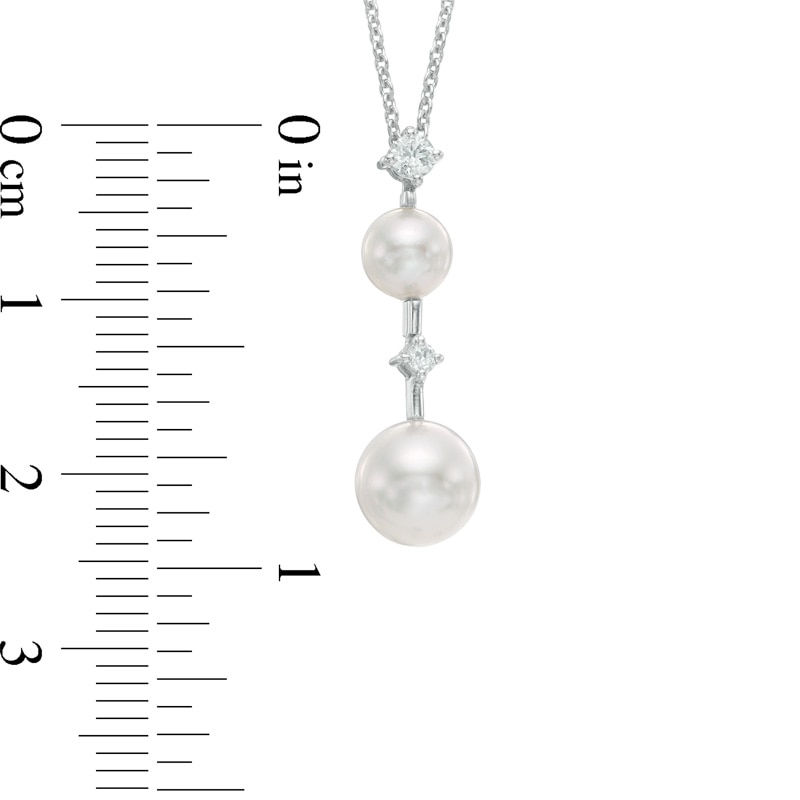 Main Image 2 of Blue Lagoon® by Mikimoto 5.0-7.0mm Akoya Cultured Pearl and Diamond Accent Stick Drop Pendant in 14K White Gold