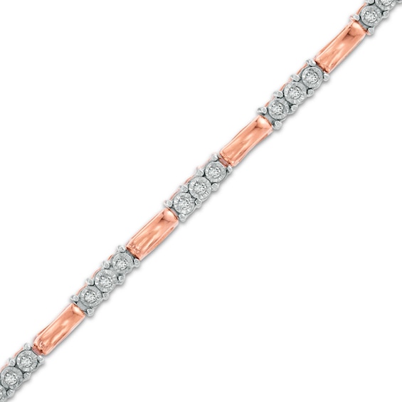 1/4 CT. T.w. Diamond Three Stone Bar Bracelet in 10K Rose Gold