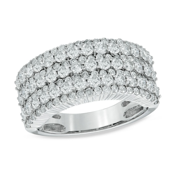 2 CT. T.w. Certified Diamond Multi-Row Anniversary Band in 14K White Gold (I/Si2)