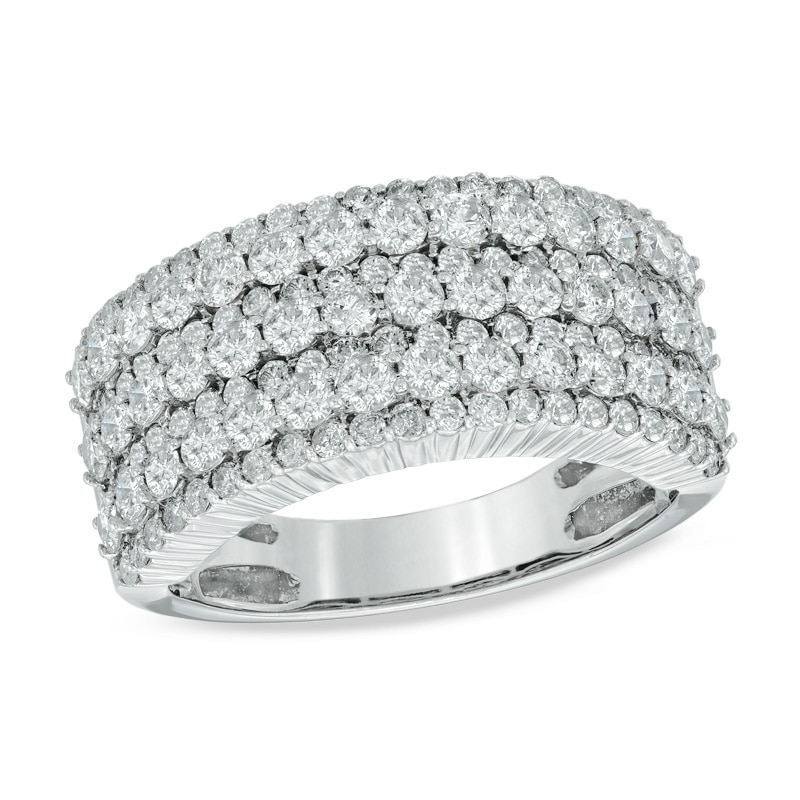 2 CT. T.W. Certified Diamond Multi-Row Anniversary Band in 14K White Gold (I/SI2)