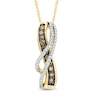 Thumbnail Image 1 of 1/3 CT. T.W. Champagne and White Diamond Flowing Ribbon Pendant in 10K Gold