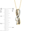 Thumbnail Image 1 of 1/3 CT. T.W. Champagne and White Diamond Flowing Ribbon Pendant in 10K Gold