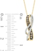 Thumbnail Image 2 of 1/3 CT. T.W. Champagne and White Diamond Flowing Ribbon Pendant in 10K Gold
