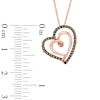 Thumbnail Image 2 of 1/5 CT. T.W. Champagne Diamond Tilted Double Heart Pendant in 10K Rose Gold