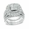 Thumbnail Image 0 of 5 CT. T.W. Quad Princess-Cut Diamond Double Frame Bridal Set in 14K White Gold