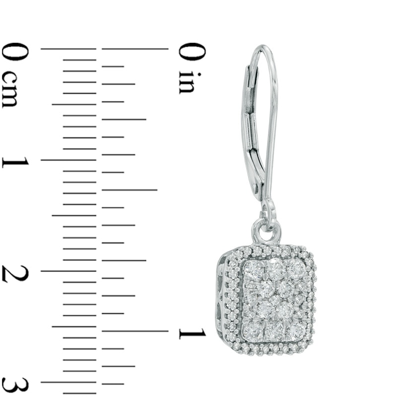 Main Image 2 of 3/4 CT. T.W. Diamond Rectangular Cluster Frame Drop Earrings in 10K White Gold