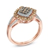 Thumbnail Image 1 of 1/2 CT. T.W. Champagne and White Diamond Tilted Square Frame Ring in 10K Rose Gold