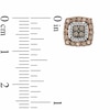 Thumbnail Image 1 of 5/8 CT. T.W. Quad Champagne and White Diamond Double Square Frame Stud Earrings in 10K Rose Gold