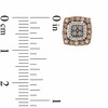 Thumbnail Image 2 of 5/8 CT. T.W. Quad Champagne and White Diamond Double Square Frame Stud Earrings in 10K Rose Gold
