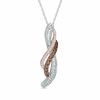 Thumbnail Image 1 of 1/3 CT. T.W. Champagne and White Diamond Ribbon Pendant in 10K Two-Tone Gold