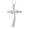 Thumbnail Image 1 of 1/10 CT. T.W. Diamond Infinity Cross Pendant in 10K Two-Tone Gold