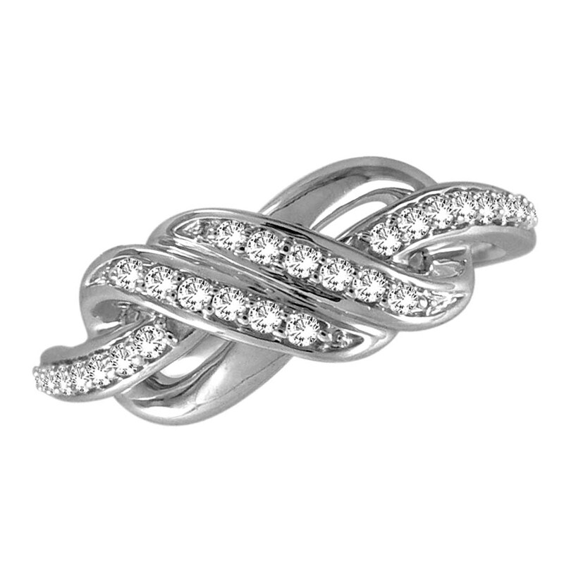 Main Image 1 of 1/5 CT. T.W. Diamond Infinity Knot Ring in Sterling Silver