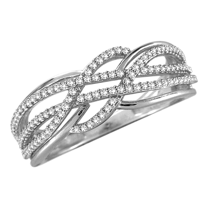 Main Image 1 of 1/4 CT. T.W. Diamond Loose Braid Ring in Sterling Silver