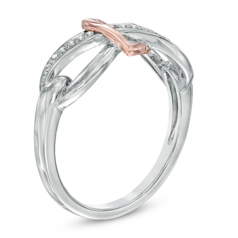 Diamond Accent Infinity with Heart Ring in Sterling Silver and 10K Rose Gold