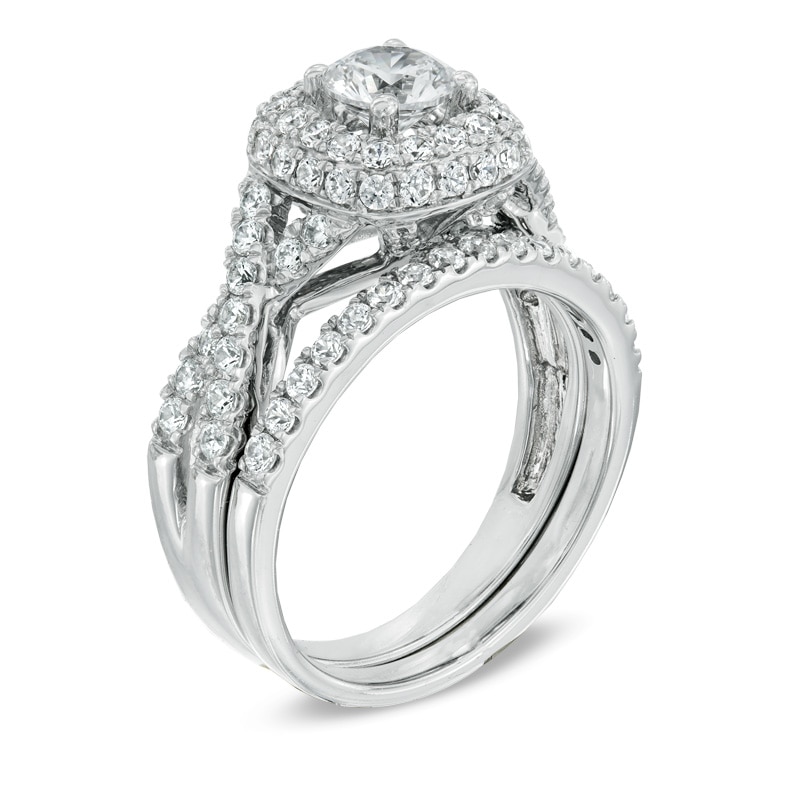 Main Image 2 of 1-3/4 CT. T.W. Diamond Frame Twist Bridal Set in 14K White Gold