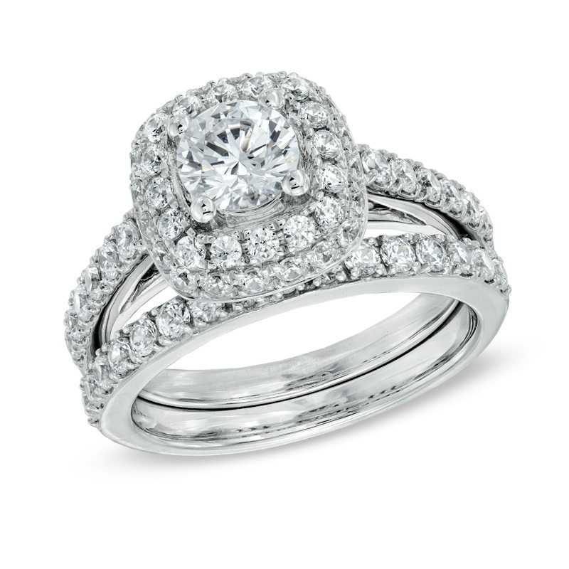 Main Image 1 of 2 CT. T.W. Diamond Square Frame Bridal Set in 14K White Gold