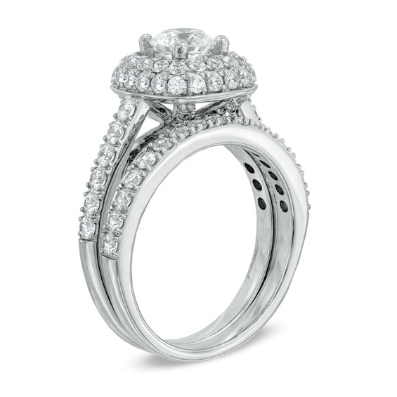 2 CT. T.w. Diamond Square Frame Bridal Set in 14K White Gold