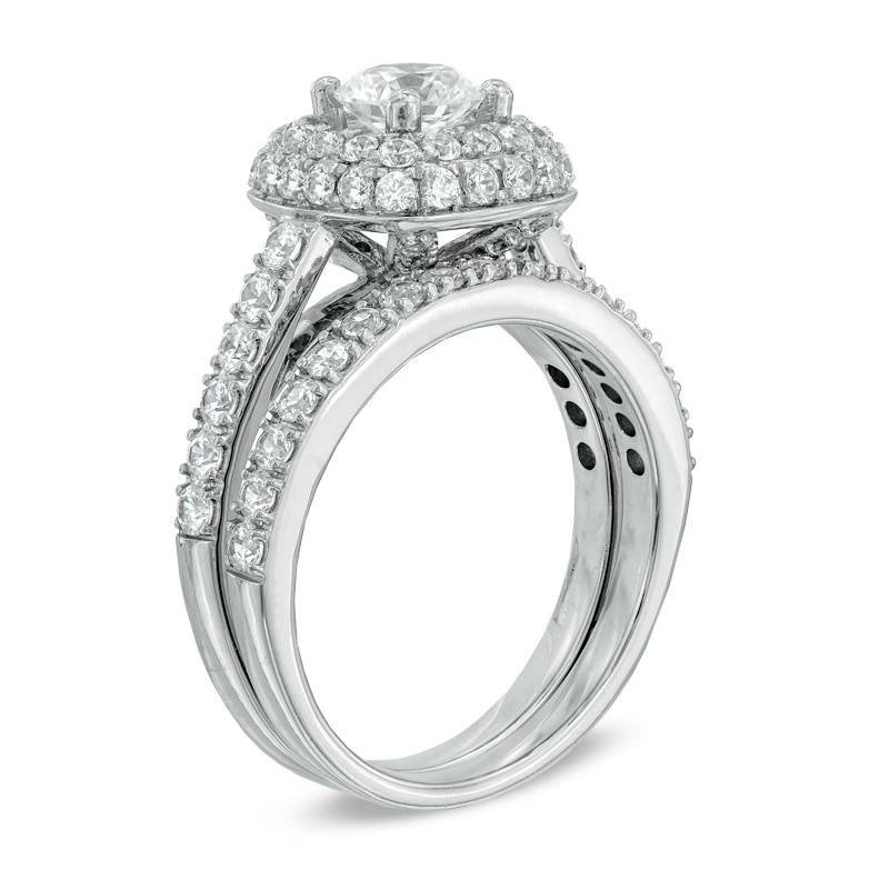 2 CT. T.W. Diamond Square Frame Bridal Set in 14K White Gold