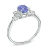 Thumbnail Image 2 of Oval Tanzanite and Diamond Accent Flower Ring in 10K White Gold