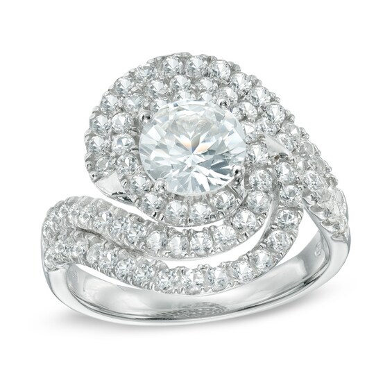 Lab-Created White Sapphire Swirl Ring in Sterling Silver