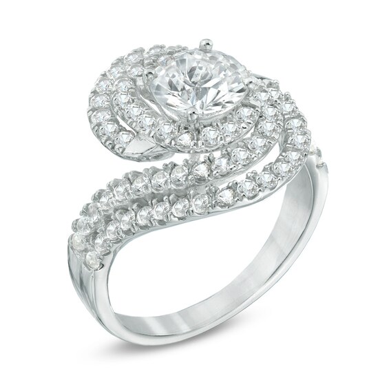 Lab-Created White Sapphire Swirl Ring in Sterling Silver