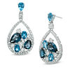 Thumbnail Image 1 of Multi-Shaped Blue and White Topaz Drop Earrings in Sterling Silver