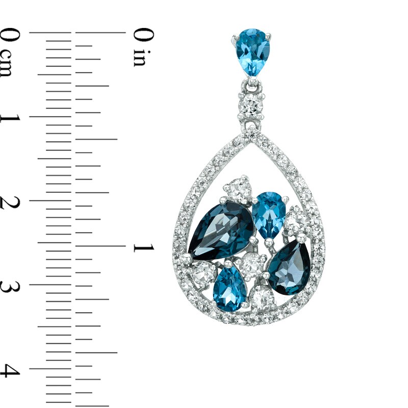 Main Image 2 of Multi-Shaped Blue and White Topaz Drop Earrings in Sterling Silver