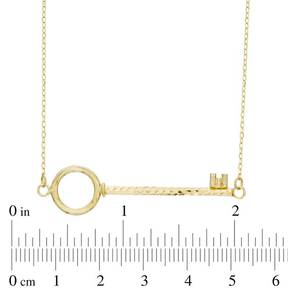 Sideways Key Necklace in 10K Gold