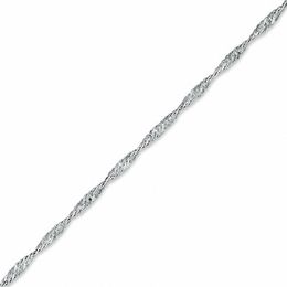 035 Gauge Singapore Chain Anklet in 10K White Gold - 10&quot;