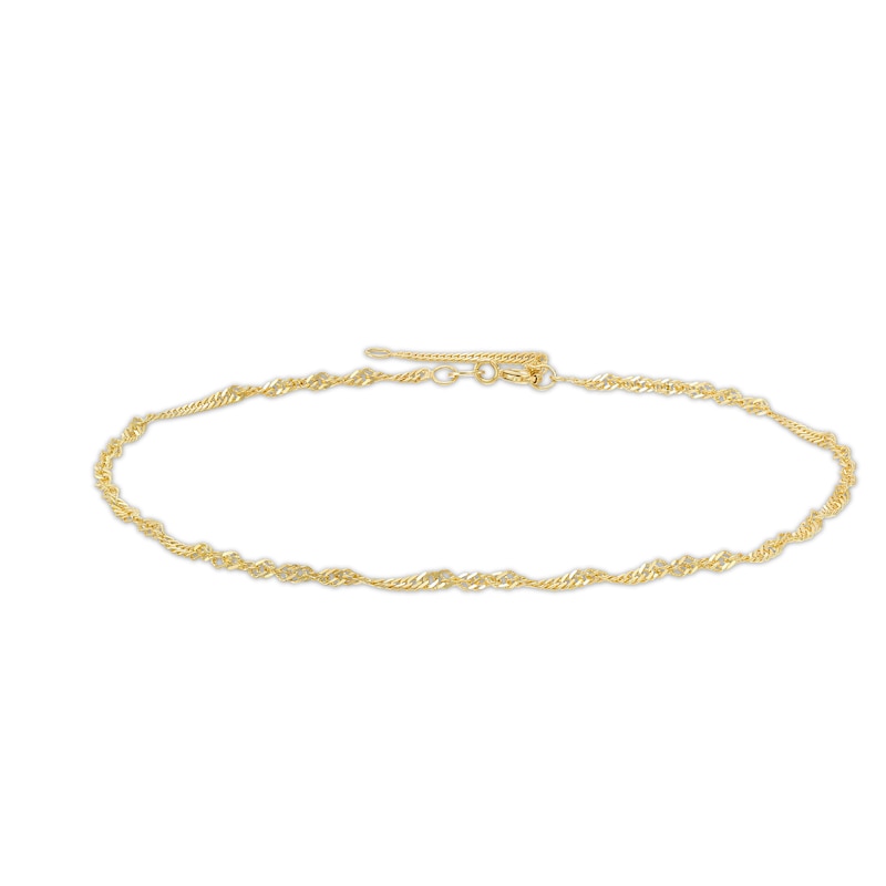 035 Gauge Singapore Chain Anklet in 10K Gold - 10"
