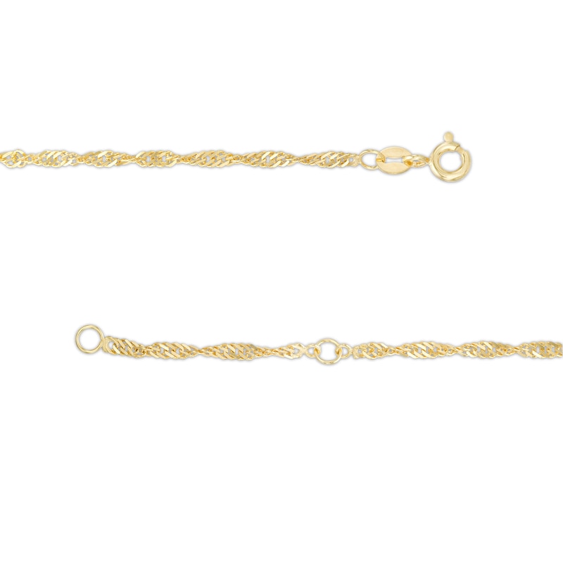 2.1mm Singapore Chain Anklet in Solid 10K Gold - 10"