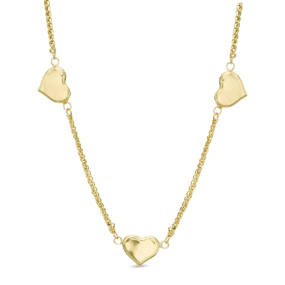 Triple Heart Necklace in 10K Gold
